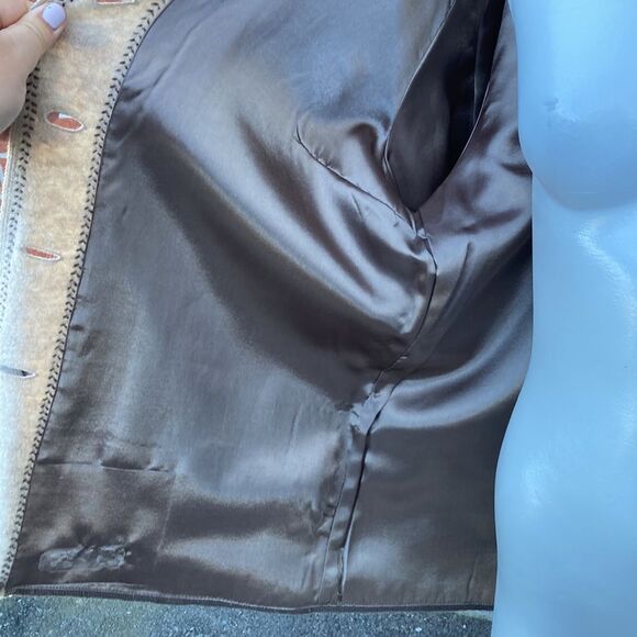 Vintage Variations Earth Tone Brown Beige 100% Wool Button Up Jacket Shacket Med - Picture 9 of 11